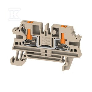 Blok zacisku przelotowego, PUSH IN, Ciemnobeżowy, 2.5 mm2, 24 A, 800 V, liczba przyłączeń: 2, AL2C 2.5