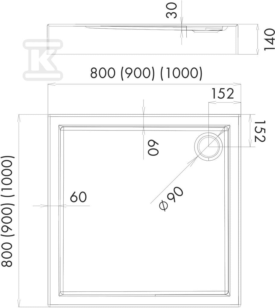 Brodzik akrylowy Stabilsound 90x90x14 / 3 cm kwadratowy Competia z systemem Safe Mase