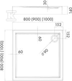 Brodzik akrylowy Stabilsound 90x90x14 / 3 cm kwadratowy Competia z systemem Safe Mase