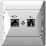 Gniazdo komputerowo-telefoniczne RJ 45 kat. 5e, (8-stykowe) + RJ 11 (6-stykowe) AKCENT BIAŁY