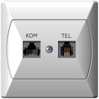 Gniazdo komputerowo-telefoniczne RJ 45 kat. 5e, (8-stykowe) + RJ 11 (6-stykowe) AKCENT BIAŁY