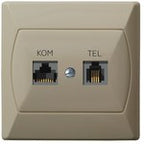 Gniazdo komputerowo-telefoniczne RJ 45 kat. 5e, (8-stykowe) + RJ 11 (6-stykowe) AKCENT BIAŁY