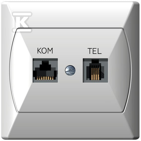 Gniazdo komputerowo-telefoniczne RJ 45 kat. 5e, (8-stykowe) + RJ 11 (6-stykowe) AKCENT BIAŁY