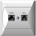 Gniazdo komputerowo-telefoniczne RJ 45 kat. 5e, (8-stykowe) + RJ 11 (6-stykowe) AKCENT BIAŁY