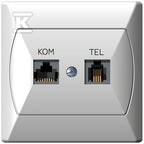 Gniazdo komputerowo-telefoniczne RJ 45 kat. 5e, (8-stykowe) + RJ 11 (6-stykowe) AKCENT BIAŁY