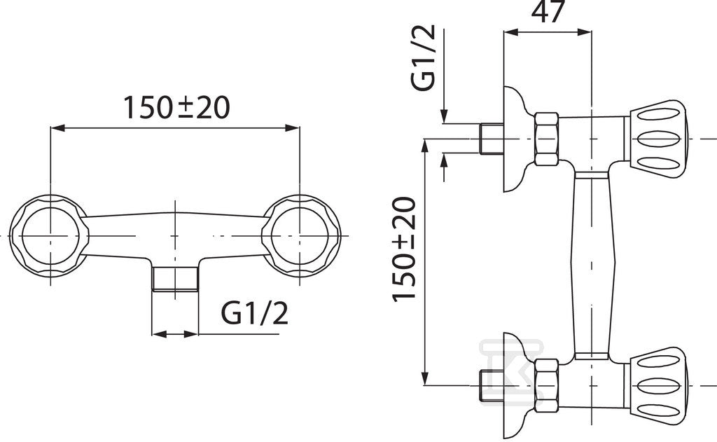 Bateria prysznicowa Standard ścienna, chrom