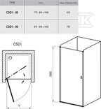 Drzwi prysznicowe chrome CSD1-90 aluminium przezroczyste