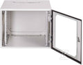 Szafa wisząca 19" 9Ux600x600 mm IP 54, ściany boczne pełne, drzwi z szybą, wewnętrzna, RAL 7035