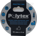 Taśma Polytex 560 dwustronna biała montażowa, 19 mm x 1,1 mm x 5 m
