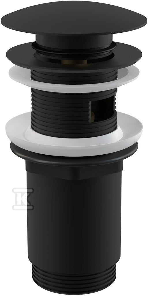 Spust umywalki Clik-Clak 5/4" metalowy z przelewem, duży korek, czarny