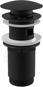 Spust umywalki Clik-Clak 5/4" metalowy z przelewem, duży korek, czarny