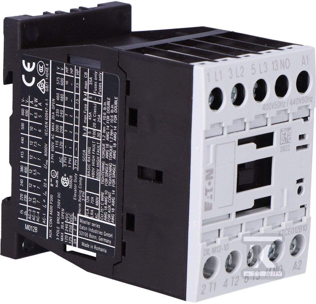 Stycznik mocy I=12A [AC-3], 1Z 0R DILM12-10(400V50HZ,440V60HZ)