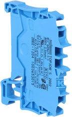 Złączka 2-przewodowa przelotowa 2,5 mm do zastosowań Ex e II oraz Ex i opis z boku i na środku na szynę TS 35 x 15 i 35 x 7,5 Push-in CAGE CLAMP 2,50 mm niebieski