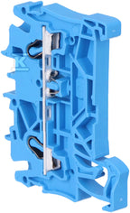 Złączka 2-przewodowa przelotowa 2,5 mm do zastosowań Ex e II oraz Ex i opis z boku i na środku na szynę TS 35 x 15 i 35 x 7,5 Push-in CAGE CLAMP 2,50 mm niebieski