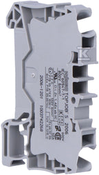 Złączka 2-przewodowa przelotowa 6 mm do zastosowań Ex e II opis z boku i na środku na szynę TS 35 x 15 i 35 x 7,5 Push-in CAGE CLAMP 6,00 mm szara