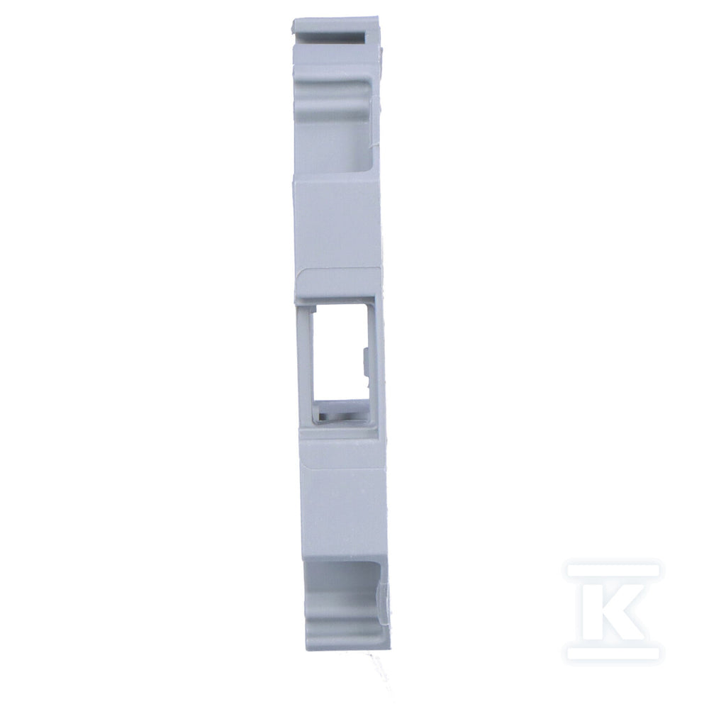 Blokada bezśrubowa końcowa szerokość 6 mm na szynę TS 35 x 15 i 35 x 7,5 szara
