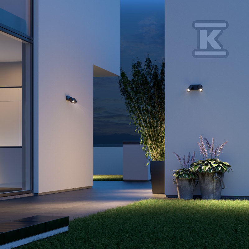 Naświetlacz LED Steinel Spot DUO bluetooth z czujnikiem ruchu 15W 3000K 1040lm zasięg 10m, zakres 90°, IP44 2xGU10, antracyt