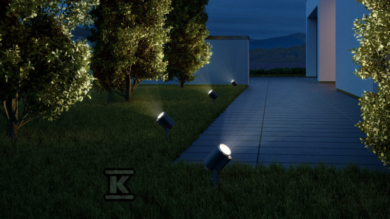 Oprawa ogrodowa LED reflektor ze szpikulcem, Steinel Spot Garden Nightautomatic z czujnikiem zmierzchu, GU10 7W 3000K 520lm, IP44, antracyt
