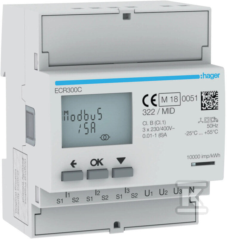Licznik energii elektrycznej 3-fazowy, przekł. 1-5A 4M, Modbus, MID