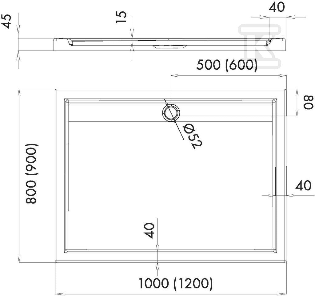 Brodzik kompozytowy 3.4228-M/Z/G Stabilsound Plus 80x100x4,5 cm "Ajax G&W", prostokątny