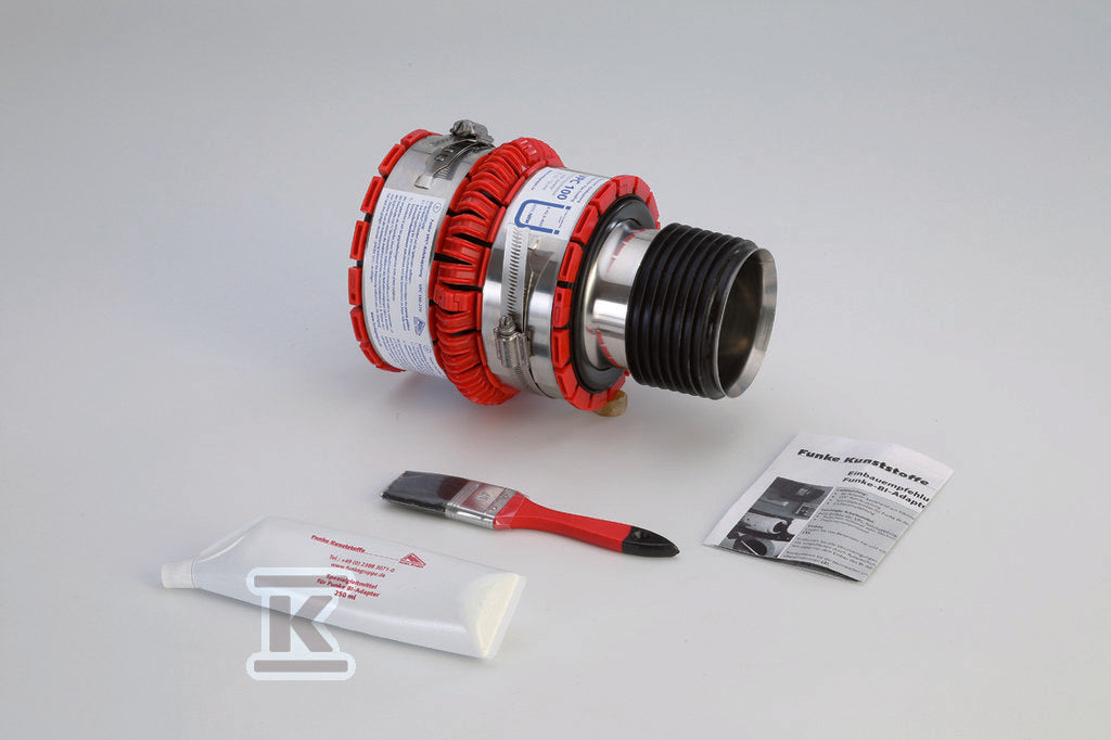 BI-Adapter DN 100 + złącze VPC 100 do połączenia rur o nieokrągłej geometrii zewnętrznej, wersja sztywna