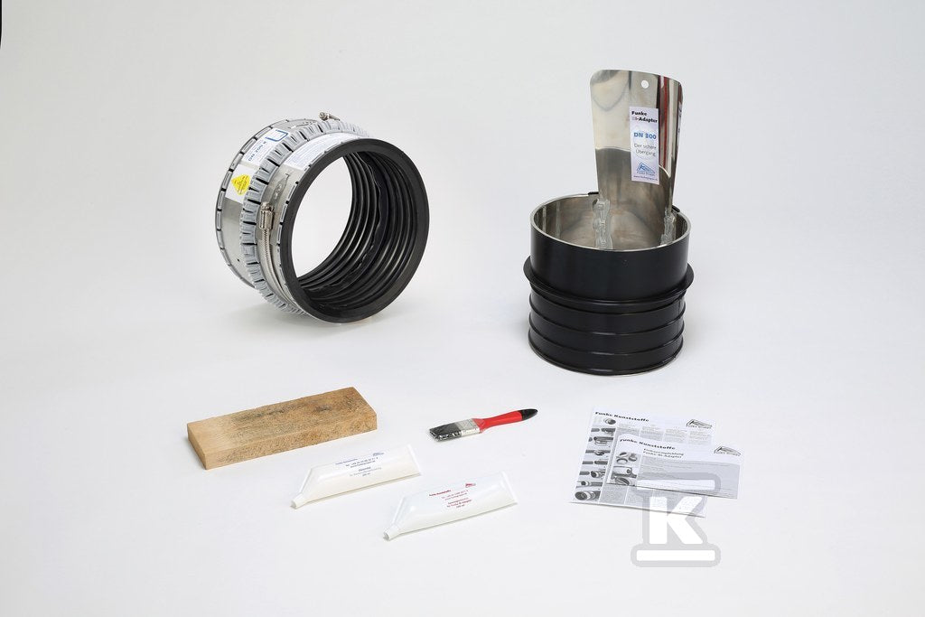 BI-Adapter DN 350 + złącze VPC 415 do połączenia rur o nieokrągłej geometrii zewnętrznej, wersja olejoodporna