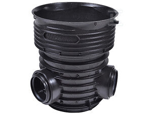 Kineta PP 425x160 przelotowa 60st. typ J (kątowa), do rury wznoszącej korugowanej 425mm oraz rury wlotowej gładkiej 160mm, z uszczelką, kolor czarny (Tegra 425)