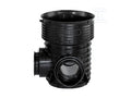Kineta PP 425x160 połączeniowa 90st. typ T (dopływ lewy lub prawy), do rury wznoszącej korugowanej 425mm oraz rury wlotowej gładkiej 160mm, z uszczelką, kolor czarny (Tegra 425)