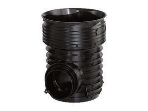 Kineta PP 425x200 przelotowa 30st. typ J (kątowa), do rury wznoszącej korugowanej 425mm oraz rury wlotowej gładkiej 200mm, z uszczelką, kolor czarny (Tegra 425)