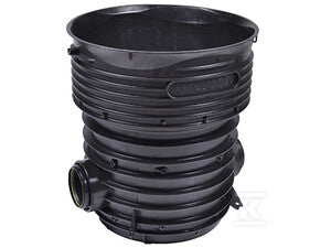 Kineta PP 425x250 przelotowa 0st. typ I, do rury wznoszącej korugowanej 425mm oraz rury wlotowej gładkiej 250mm, z uszczelką, kolor czarny (Tegra 425)