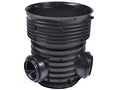 Kineta PP 425x200 przelotowa 60st. typ J (kątowa), do rury wznoszącej korugowanej 425mm oraz rury wlotowej gładkiej 200mm, z uszczelką, kolor czarny (Tegra 425)