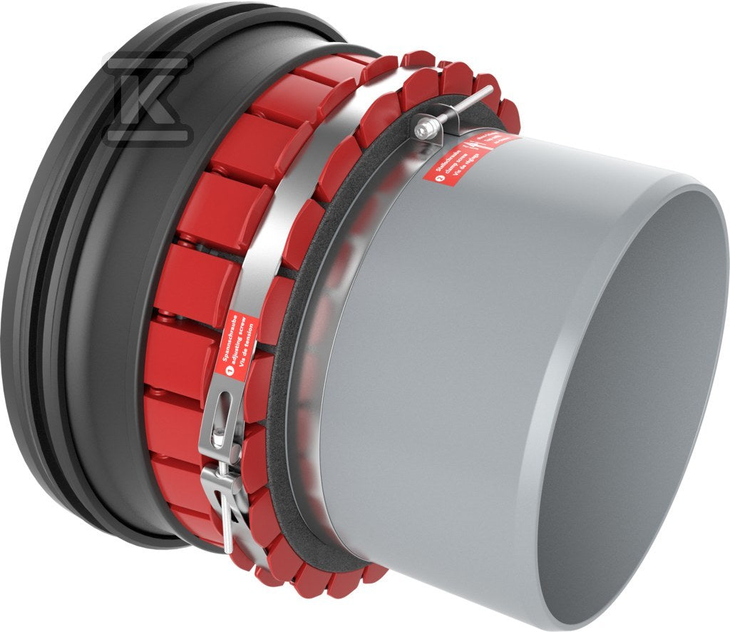 BSM-Adapter DN 250 do bezprogowego podłączenia rury kanalizacyjnej do studzienek i kielichów rurowych wykonanych z tradycyjnych materiałów o wysokiej sztywności zginania (kamionki, betonu)