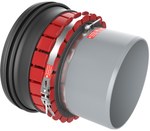 BSM-Adapter DN 400 do bezprogowego podłączenia rury kanalizacyjnej do studzienek i kielichów rurowych wykonanych z tradycyjnych materiałów o wysokiej sztywności zginania (kamionki, betonu)