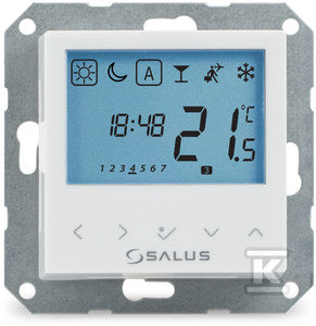 Regulator temperatury przewodowy SALUS BTRP230-9010 230V programowalny tygodniowy podtynkowy biały do ramki 55x55