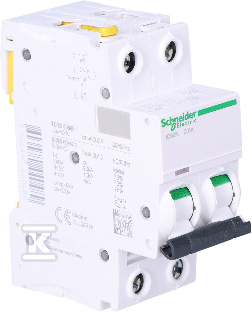 Wyłącznik nadprądowy iC60N-C6-2 C 6A 2-biegunowy