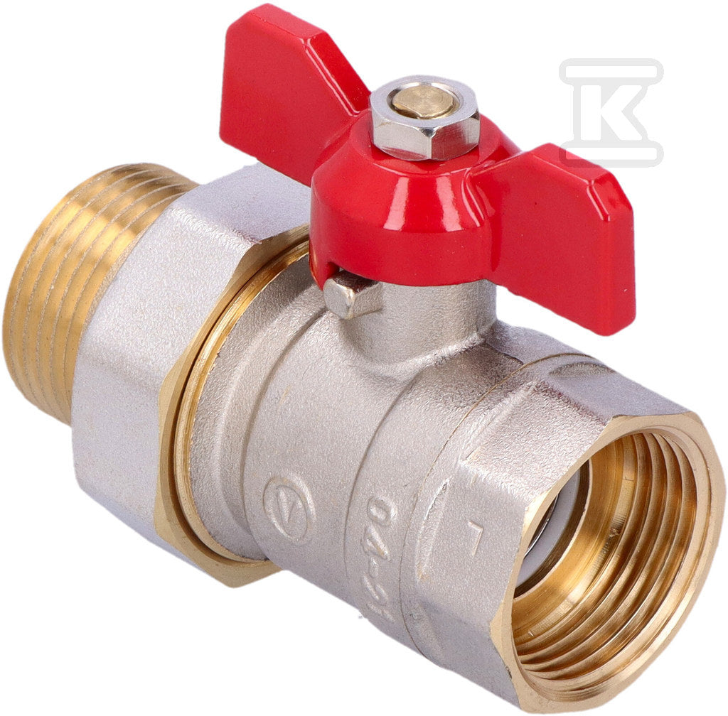 Zawór kulowy niklowany standard z dławikiem, PN16, 1" PN16 z motylkiem, wersja N-ŚRUB,16 bar/120C