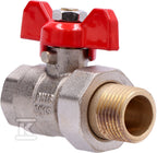 Zawór kulowy niklowany standard z dławikiem, PN16, 1/2" PN16 z motylkiem, wersja N-ŚRUB,16 bar/120C
