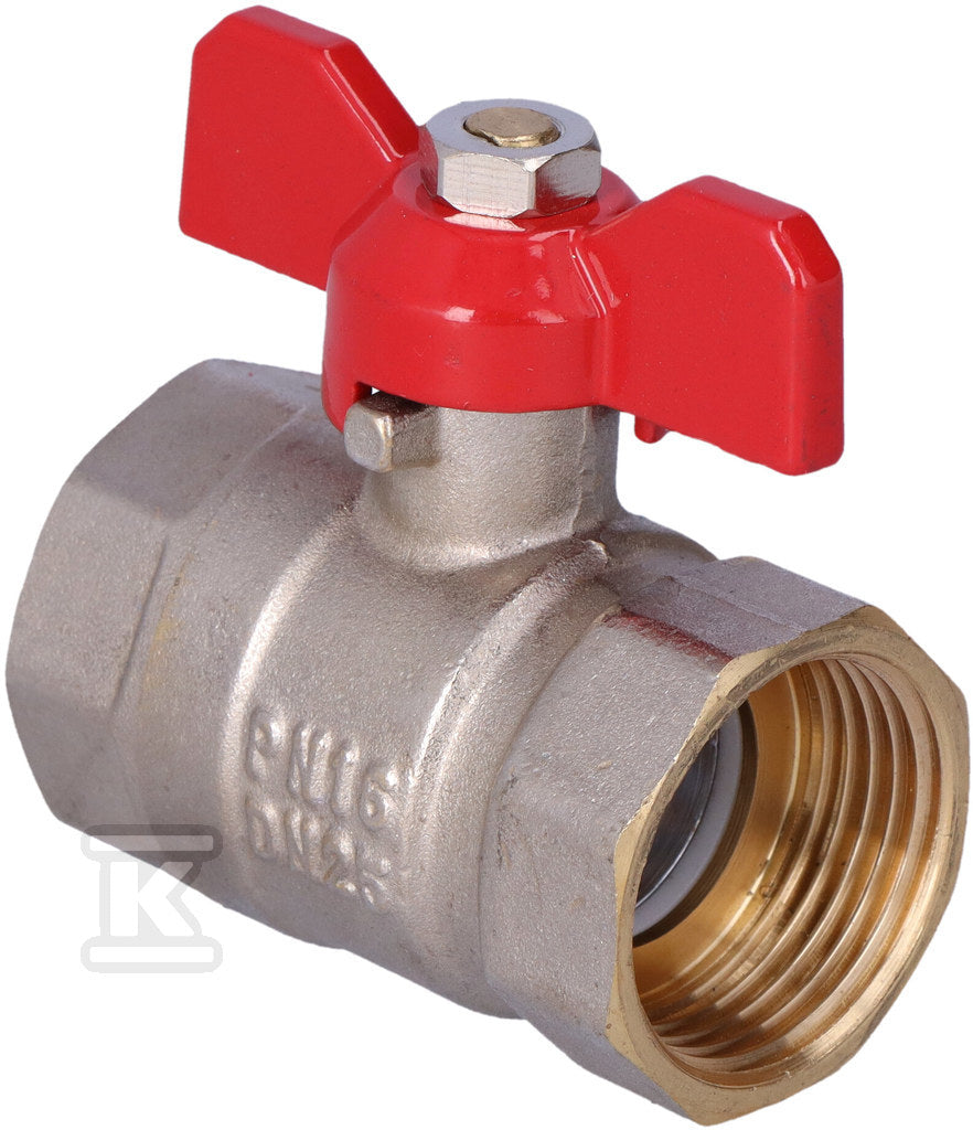 Zawór kulowy niklowany standard z dławikiem, PN16, 1" PN16 z motylkiem, wersja N-N,16 bar/120C