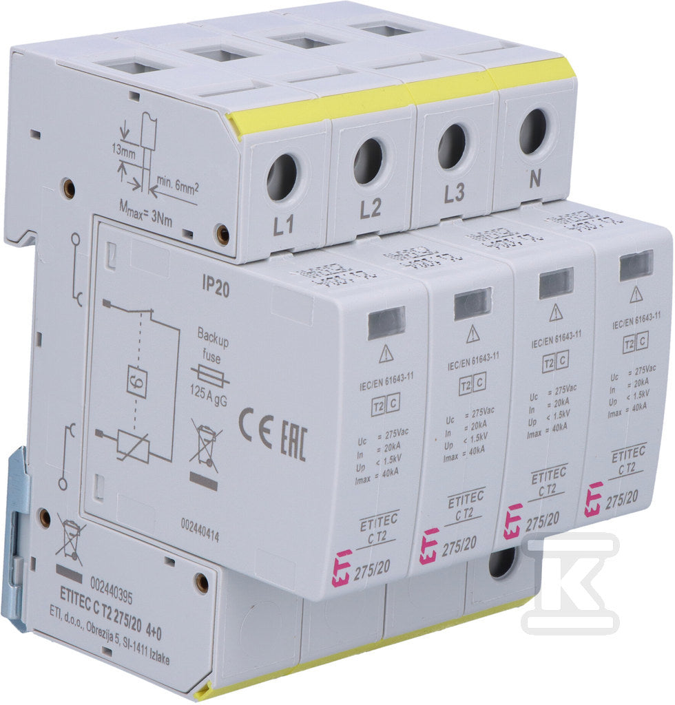 Ogranicznik przepięć T2 (C) ETITEC C T2 275/20 4+0