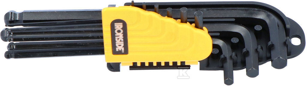 Zestaw 9 kluczy trzpieniowych/imbusowych ampulowych z kulką do pracy pod kątem