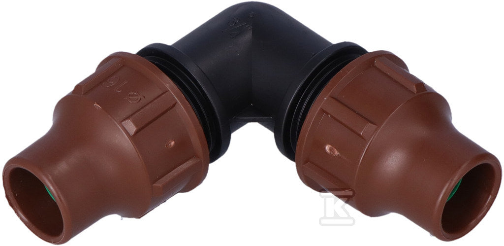 Kolanko 16mm skręcane typu LOCK do linii kroplujących DN16 (XP0022)