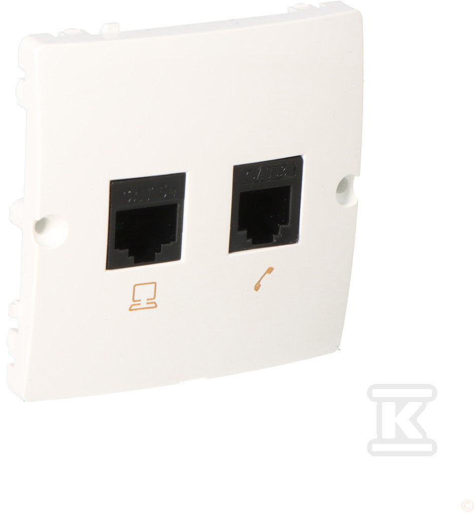 Gniazdo komputerowe RJ45 kat.5e + telefoniczne RJ12 (moduł), Basic moduł białe