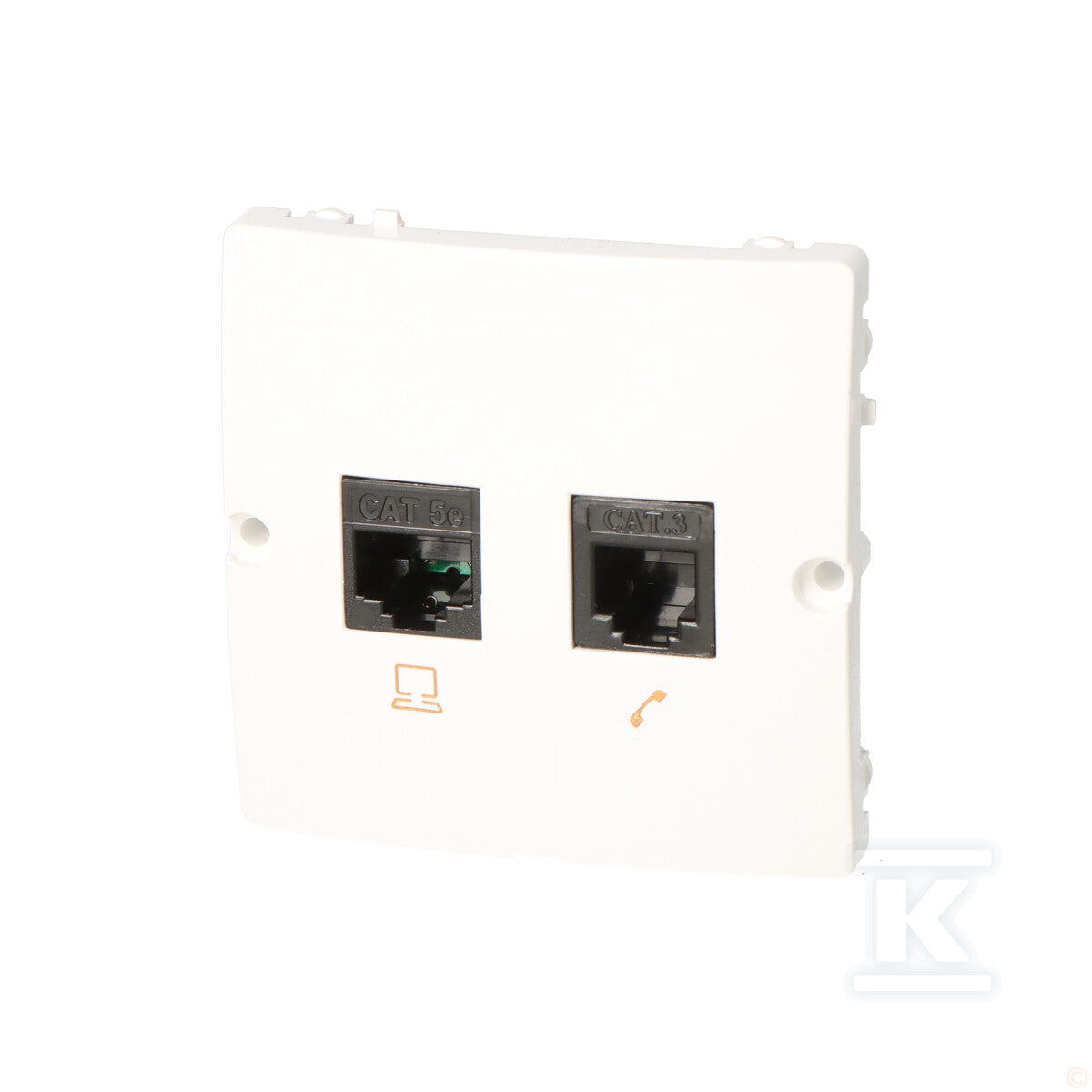 Gniazdo komputerowe RJ45 kat.5e + telefoniczne RJ12 (moduł), Basic moduł białe
