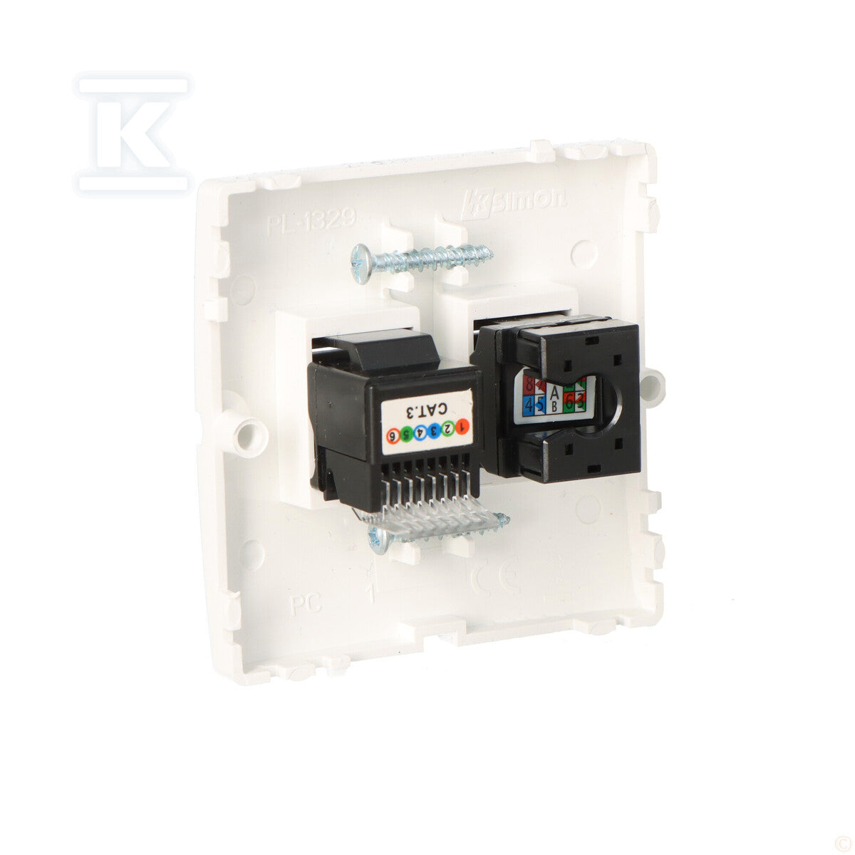 Gniazdo komputerowe RJ45 kat.5e + telefoniczne RJ12 (moduł), Basic moduł białe