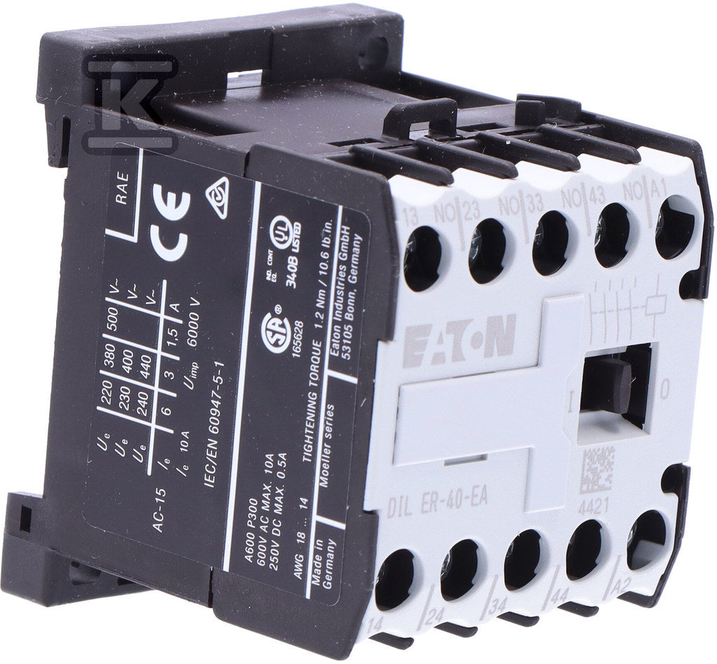 Stycznik pomocniczy miniaturowy, 4Z/0R, sterowanie 230VAC DILER-40-EA(230V50HZ,240V60HZ)