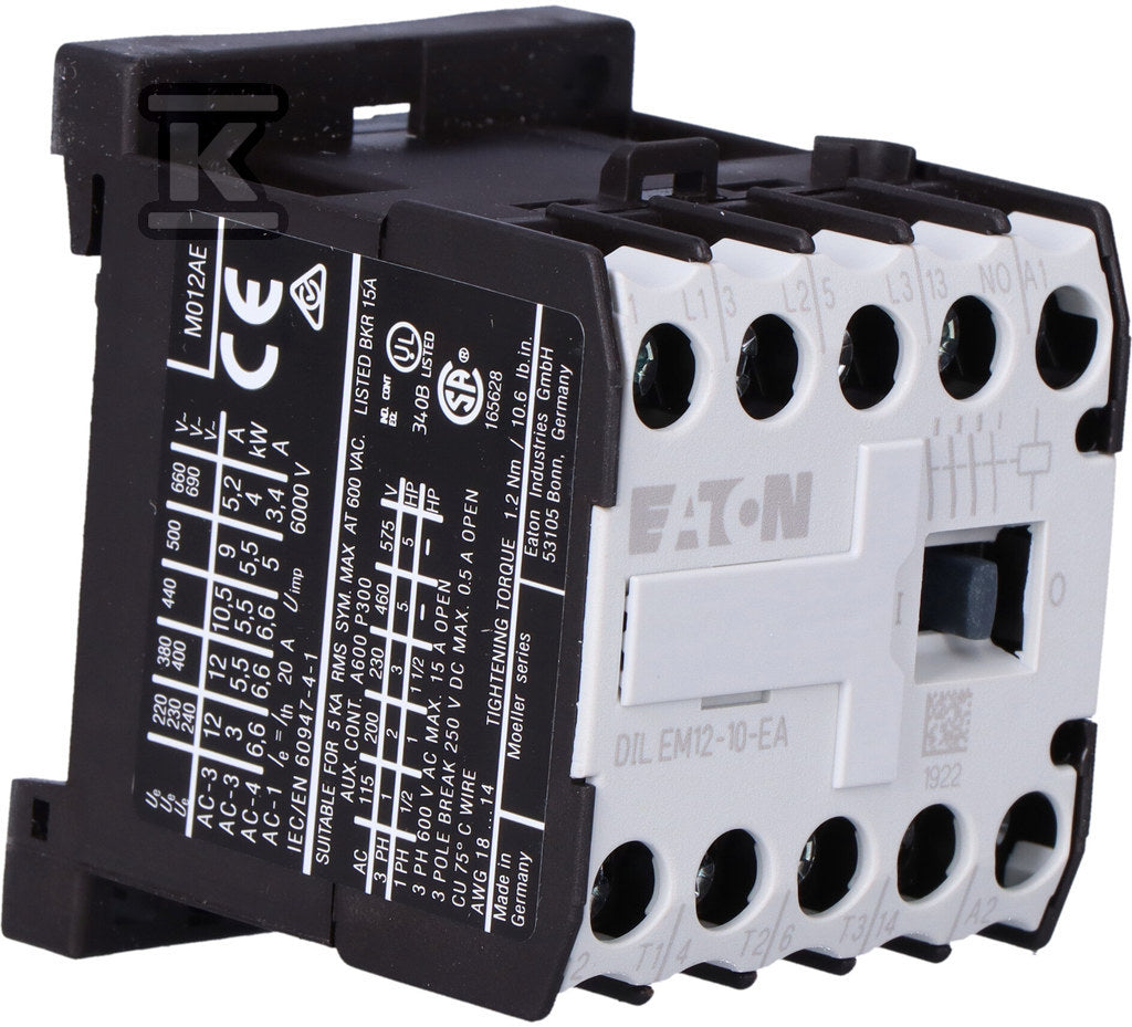 Stycznik miniaturowy, 5, 5kW/400V, sterowanie 230VAC DILEM12-10-EA(230V50HZ,240V60HZ)