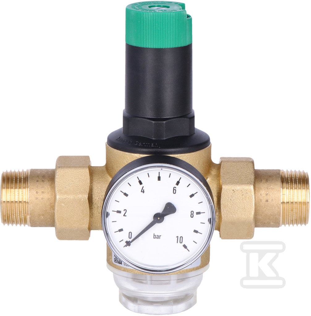 Regulator ciśnienia, ze śrubunkami, 1", z manometrem 0-10 bar