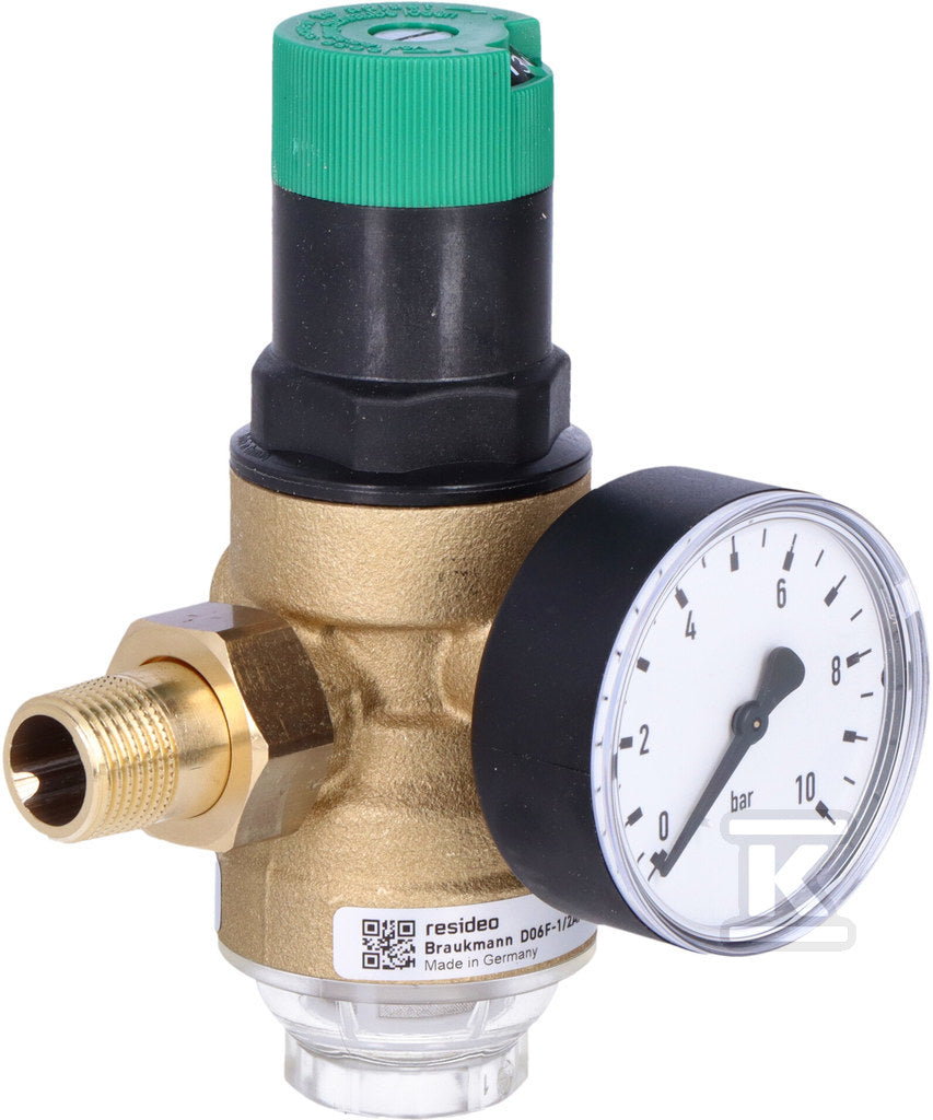 Regulator ciśnienia, ze śrubunkami, 1/2", z manometrem 0-10 bar