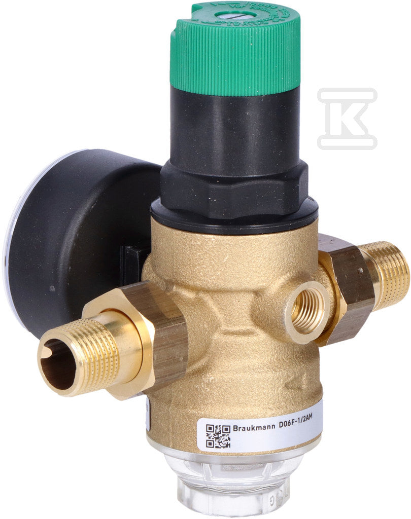 Regulator ciśnienia, ze śrubunkami, 1/2", z manometrem 0-10 bar