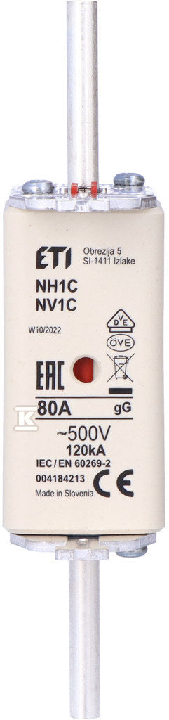 Wkładka topikowa przemysłowa zwłoczna KOMBI NH1C gG 80A/500V
